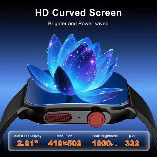 Vista 5 de IMIKI Frame 2 Reloj inteligente AMOLED de 2.01 pulgadas, pantalla siempre encendida, batería de 15 días, más de 100 modos deportivos, monitor