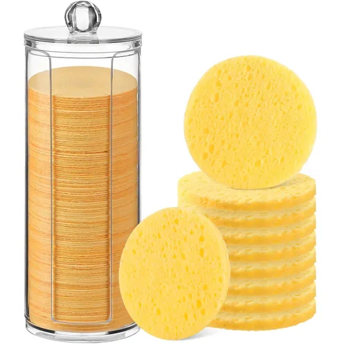 Vista 7 de 120 esponjas faciales comprimidas, exfoliantes faciales naturales, esponjas faciales desechables para limpieza, almohadillas faciales redondas