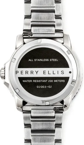 Vista 4 de Perry Ellis - Reloj de pulsera impermeable para hombre con correa de acero inoxidable con fecha