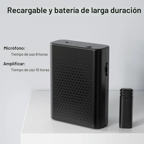 Vista 3 de Amplificador de voz inalámbrico con micrófono de solapa inalámbrico, sistema PA, micrófono omnidireccional inalámbrico portátil con clip con altavoz