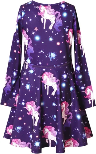 Vista 2 de Perfashion Vestidos a juego para niñas y muñecas sin mangasmanga larga, acampanados, faldas de fiesta de unicornio