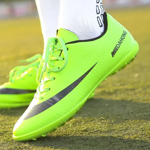 Vista 7 de luluboy Zapatos deportivos de fútbol para hombre, antideslizantes, con cordones, para interiores, para césped y futsala, para correr, deportes