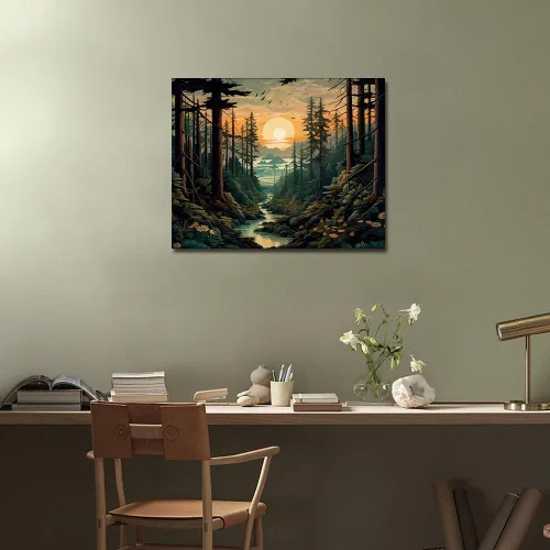 Vista 2 de TUMOVO Pintura por números para adultos, lienzo de paisaje forestal, kits de pintura por números, kits de pintura por números, pintura para adultos