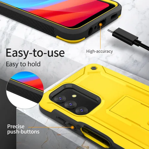 Vista 5 de URBANITE Funda para Samsung Galaxy A13 con soporte, protección a prueba de golpes de grado militar con protector de pantalla compatible con teléfono