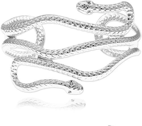 Vista 8 de RechicGu Elegante Egipto Cleopatra Remolino Serpiente Brazalete Abierto Pulsera 3.1 in Policarbonato