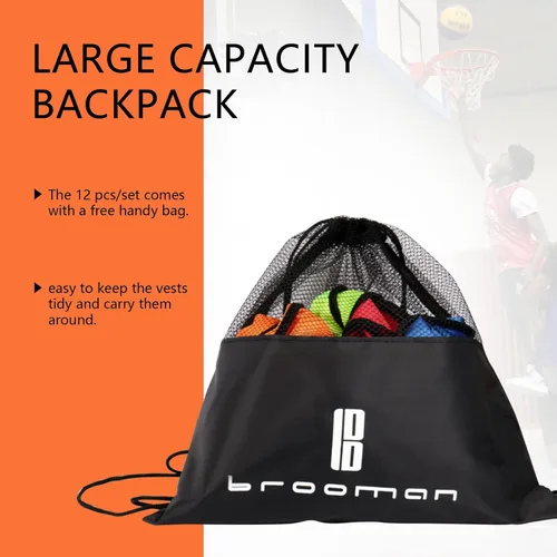 Vista 4 de brooman Scrimmage - Chaleco de entrenamiento para niños, jóvenes y adultos, camiseta de práctica de fútbol atlético (12 y 24 unidades)