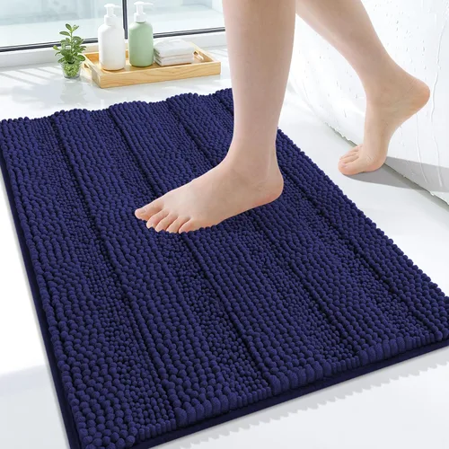 Vista 56 de Grandaily Alfombras de baño de felpilla a rayas de 24 x 16 pulgadas, extra gruesas y suaves, absorbentes, parte trasera de goma, alfombra de ducha
