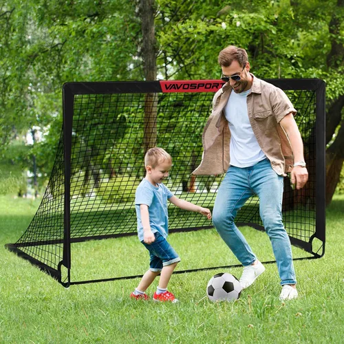 Vista 4 de VAVOSPORT Portería de fútbol, 2 porterías de fútbol para niños de 6 x 4 pies para patio trasero, red de fútbol portátil desplegable