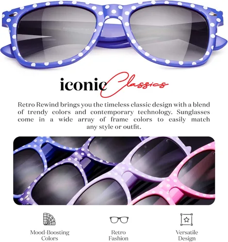 Vista 2 de Retro Rewind Gafas de sol vintage de lunares para mujer UV400