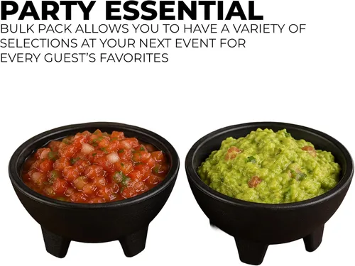 Vista 3 de Juego de 6 cuencos de salsa negra. 4.5 pulgadas de diámetro, cuencos de 12 onzas perfectos para fiestas, eventos o uso regular. Ideal para salsas