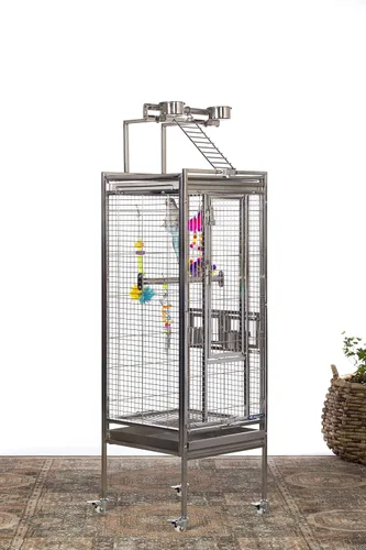 Vista 2 de Prevue Pet Products Pequeña jaula para pájaros de acero inoxidable