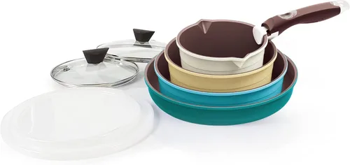 Vista 8 de [Usado] Neoflam Midas cerámica antiadherente utensilios de cocina set con mango extraíble, Midas Plus 9pc, Verde esmeralda