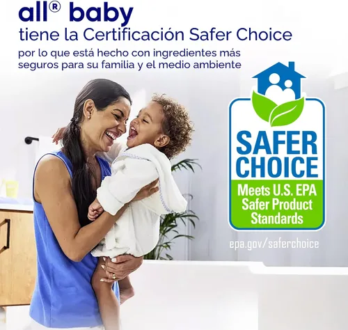 Vista 5 de all Baby, Detergente líquido para ropa de bebé, suave para bebé, hipoalergénico para pieles sensibles, concentrado, 75 onzas, 100 cargas