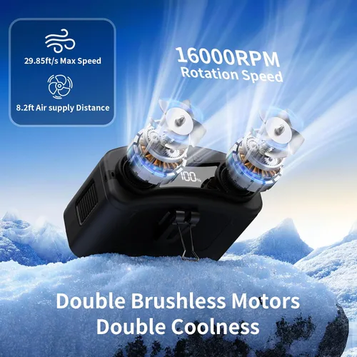 Vista 3 de Socool - Ventilador de cintura portátil de 10000 mAh con clip en el cinturón portátil, ventiladores personales funciona con batería, enfriamiento