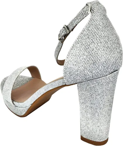 Vista 3 de TOP Moda Sandalia de vestir con plataforma de tacón alto y puntera abierta sobre la correa de los dedos