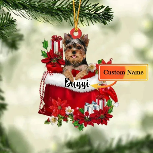 Vista 29 de Perro Akita Inu personalizado en bolsa de regalo, adorno de Navidad, nombre personalizado, regalo para amantes de los perros, familia, Navidad