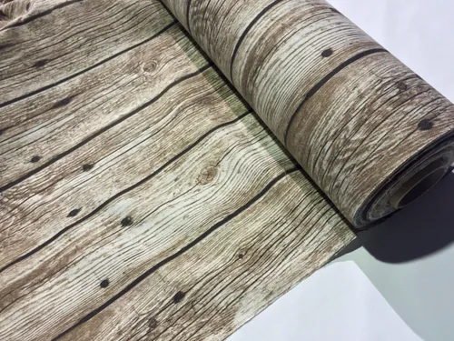 Vista 5 de Material de madera de la tela de tapicería de la cortina del tablón del suelo 140Cm de ancho marrón oscuro