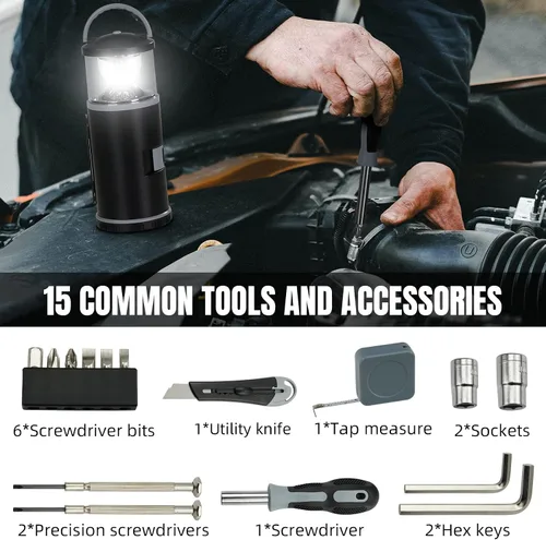 Vista 3 de Regalo de Navidad para él, linterna LED de campamento, multiherramienta y equipo de pesca para exteriores, camping, senderismo, regalos