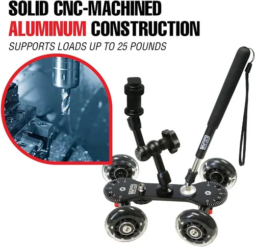 Vista 5 de Vidpro SK-22 Carrito Profesional para Patinaje - Deslizador Rodante para Cámaras DSLR y Videocámaras Ideal para Tomas a Bajo Nivel y Paneo
