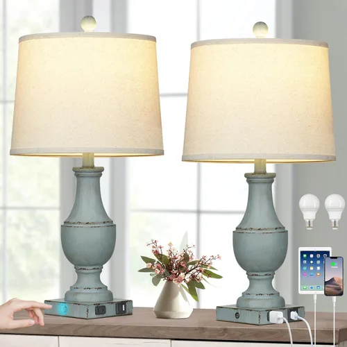 Vista 15 de Lámpara de mesa cerámica para sala de estar, lámpara moderna de doble calabaza de 63.5 cm de cerámica para dormitorio, lámpara rústica