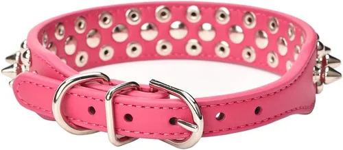 Vista 12 de Collar ajustable de piel sintética con remaches de clavos para gatos, cachorros y perros.