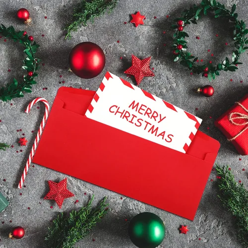 Vista 7 de Outus Kit de 100 sobres de Navidad para escribir cartas a Papá Noel, sobres de Navidad con papel de carta, sobres autoadhesivos, lista de deseos