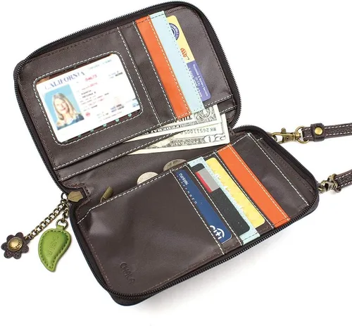 Vista 2 de CHALA Cartera cruzada para teléfono celular, bolso de mano multicolor de piel sintética para mujer con correa ajustable