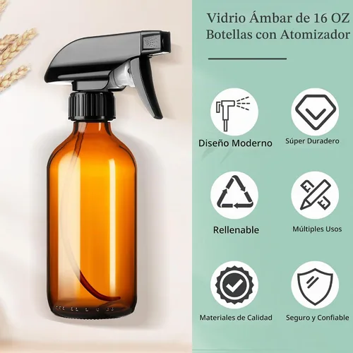 Vista 6 de GIVAMEIHF Botellas de spray de vidrio ámbar botellas de spray de vidrio