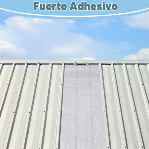 Vista 5 de Sasylvia Paneles autoadhesivos para techos de 6 pulgadas x 33 pies, material de goma adhesiva, superficie de aluminio reflectante intermitente