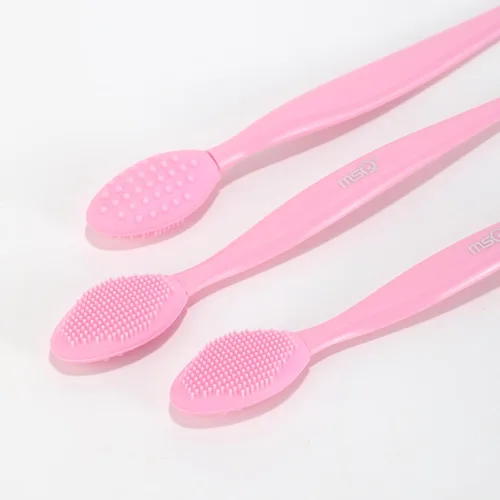 Vista 6 de MSQ 3 cepillos de labios, cepillo de silicona de doble extremo, cepillo exfoliante de labios para hombres y mujeres, cepillo suave de doble cara