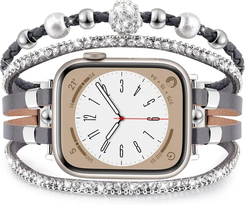 Vista 17 de VISOOM Pulsera bohemia con cuentas compatible con Apple Watch Band de 1.654 in/1.732 in/1.772 in/1.811 in Series 11 10 9 8 7 SE Series 6/5/4, correa