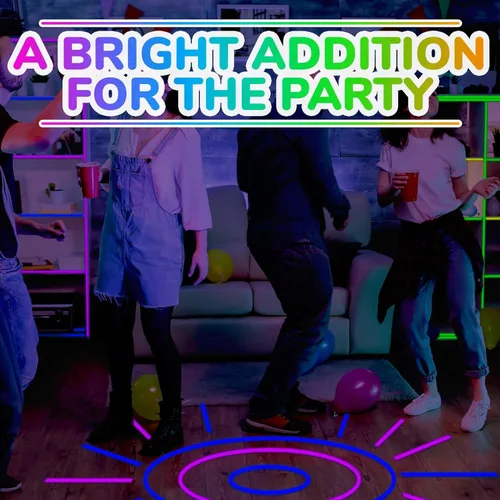 Vista 8 de Paquete de 5 cintas de luz negra – Cinta de neón reactiva a los rayos UV, juego multicolor: verde, rojo, amarillo, rosa y azul, cada rollo mide 16