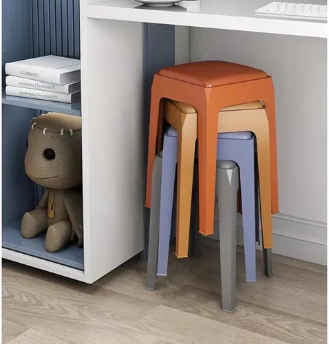 Vista 5 de ZJIEX Taburetes de bar modernos de plástico para mostrador, silla de isla de cocina sin brazos, taburete de encimera sin espalda, taburetes