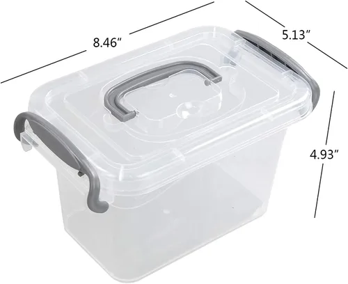 Vista 2 de Caja de almacenamiento de plástico de 1.8 L, paquete de 6 contenedores de almacenamiento transparentes con tapas