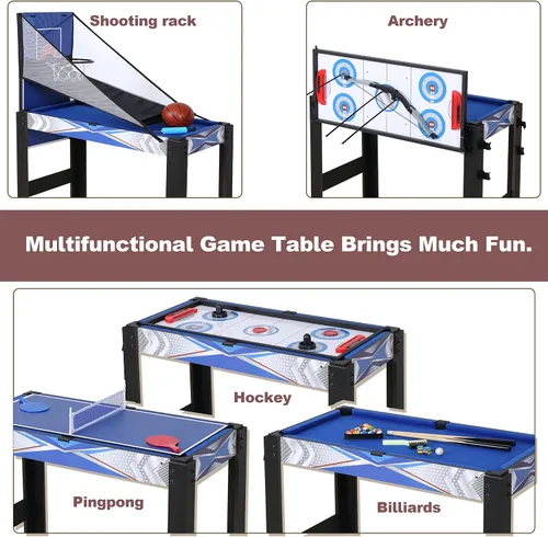 Vista 2 de HLC Mesa de juego combinada múltiple de 3 pies 5 en 1, juego de mesa plegable de combinación de juegos múltiples con mesa de billar, mesa de hockey