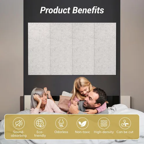 Vista 6 de TONOR 8 piezas de paneles acústicos, 47.2" x 23.6" x 0.35", paneles de pared autoadhesivos con aislamiento de sonido completo, paneles de absorción