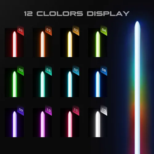 Vista 6 de CVCBSER Sable de luz de duelo, 15 colores cambiables con efecto de sonido de 12 modos, mango de metal premium, hoja resistente, sable de luz