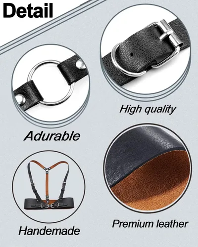 Vista 6 de Tecotely Punk Leather Body Harness for Women, Adjustable Body Chain Belt Rave Accessories