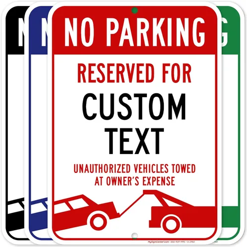 Vista 11 de Letrero personalizado de no estacionamiento, letreros de estacionamiento reservados personalizados para negocios, 10 x 14 pulgadas, metal
