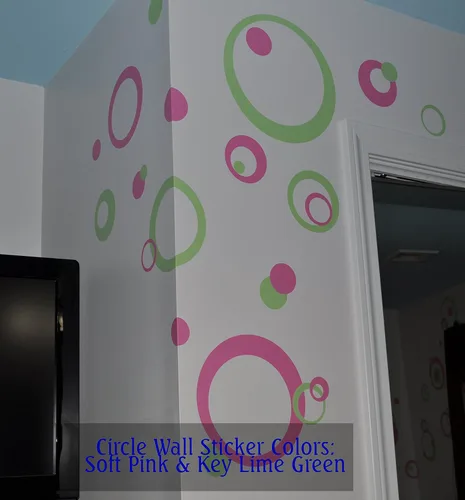 Vista 5 de Adhesivo de vinilo naranja para pared, diseño de círculos, burbujas, puntos 25+ piezas