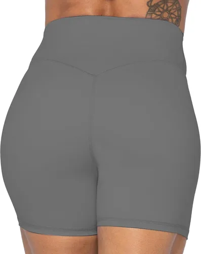 Vista 4 de Sunzel - Shorts de tiro alto para ciclista, sin costuras frontales, para mujer, a prueba de sentadillas, para yoga, entrenamiento, gimnasio, ciclismo