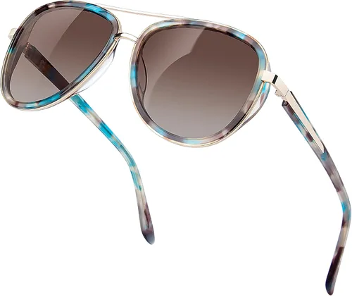 Vista 22 de BIRCEN Gafas de sol polarizadas para mujer con protección UV - Sombras retro espejadas con montura de acetato BC2001 A-Rosa