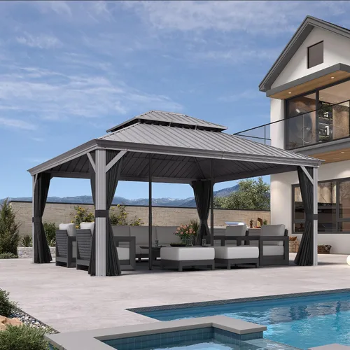 Vista 56 de PURPLE LEAF - Gazebo para exteriores de 10 x 12 pies, con sistema de drenaje