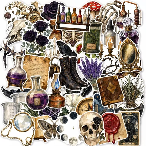 Vista 12 de 50 calcomanías vintage de poción C1-vintage Potion Stickers