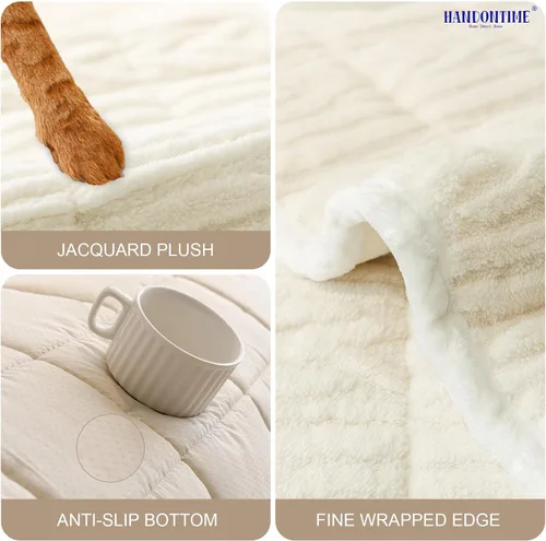 Vista 3 de HANDONTIME Funda de sofá lavable para perros, funda de sofá mullida para mascotas, diseño geométrico de jacquard antideslizante, protector de sofá