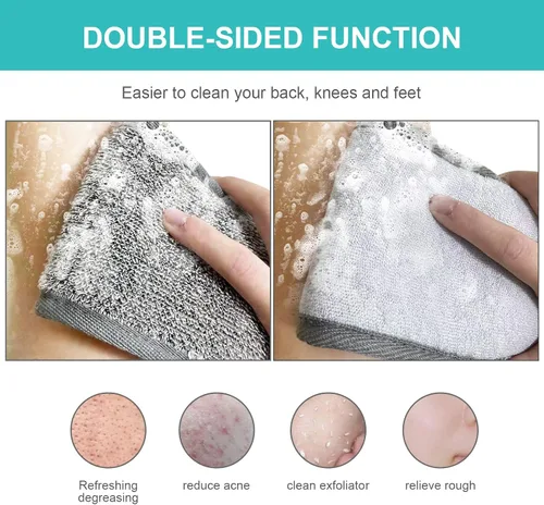 Vista 3 de Depurador de espalda de lufa, depurador de espalda exfoliante de 35.4 pulgadas para baño y ducha, para hombres y mujeres, limpiador Luffa