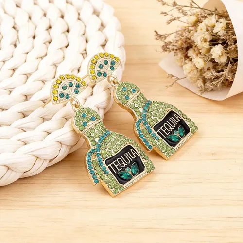 Vista 7 de Regalos de tequila para mujer, aretes de Margarita, aretes de tequila, aretes de vacaciones para mujer, aretes de champán para mujer, regalos