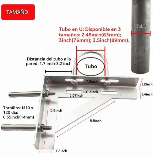 Vista 3 de Primst Soporte en L resistente, soporte de montaje en pared de acero inoxidable para montaje en techo, abrazadera de soporte triangular