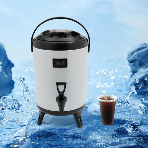 Vista 3 de Dispensador de bebidas de acero inoxidable de 2.11 galones, dispensador de bebidas frías y calientes con espita y termómetro para café, té, jugo