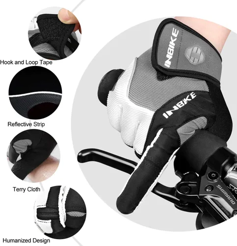 Vista 5 de INBIKE Guantes de ciclismo para hombre acolchados de gel de 0.197 in transpirables y resistentes al desgaste